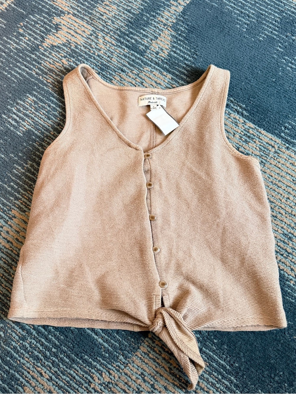 Madewell Texture & Thread Beige Knit Button-Tie Tank